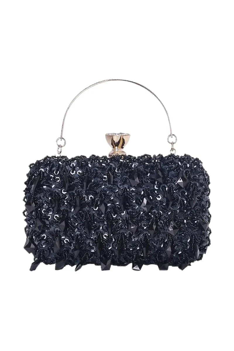 Womens Beaded Sequined Evening Clutch Bags