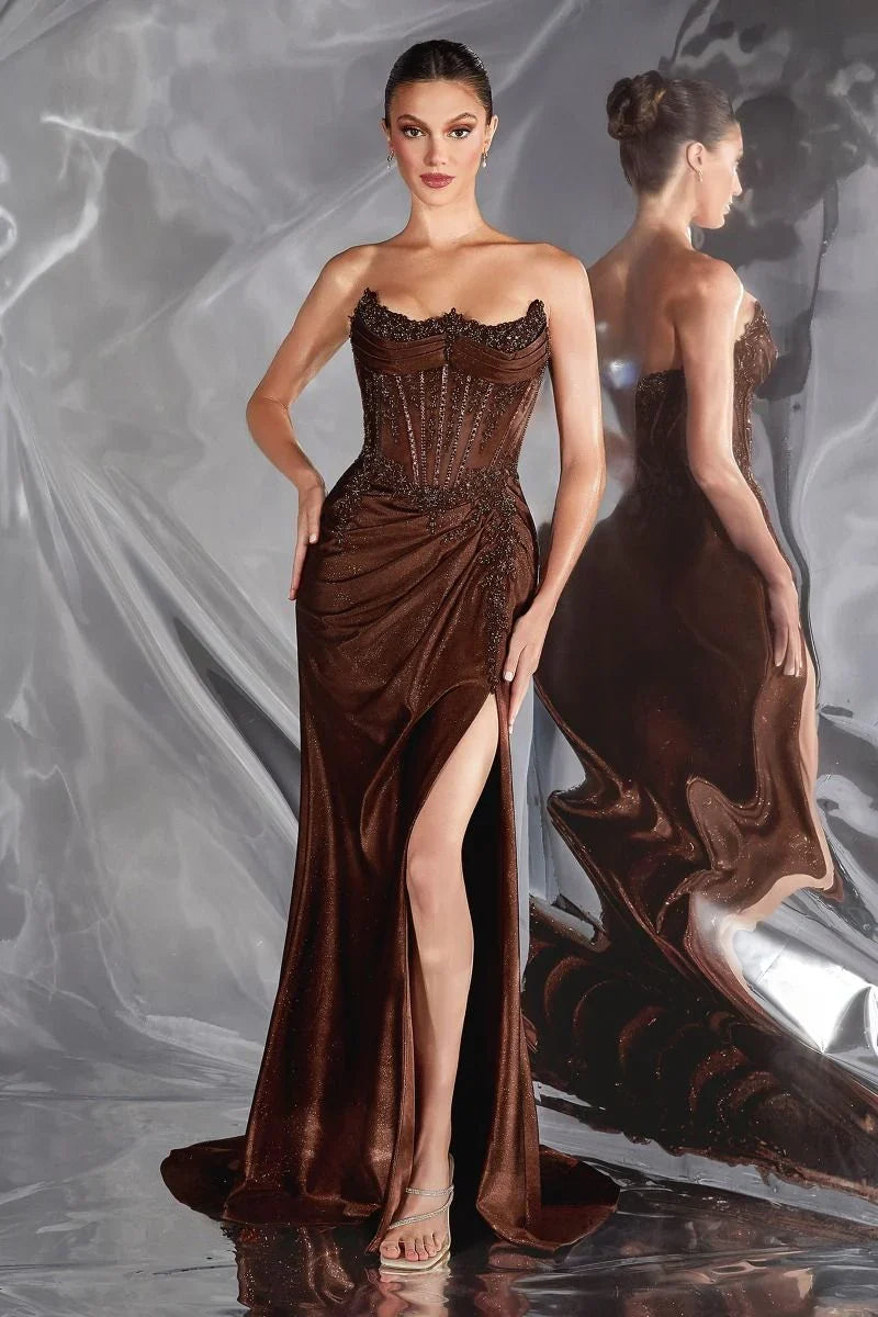 MAVERICK GOWN CORSET DRESS WITH PLEATED BODICE