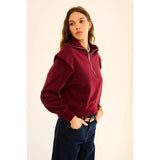 Mar Zip Up Ruffled Sweatshirt