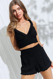 Rita Ruffle Crop Top in Black