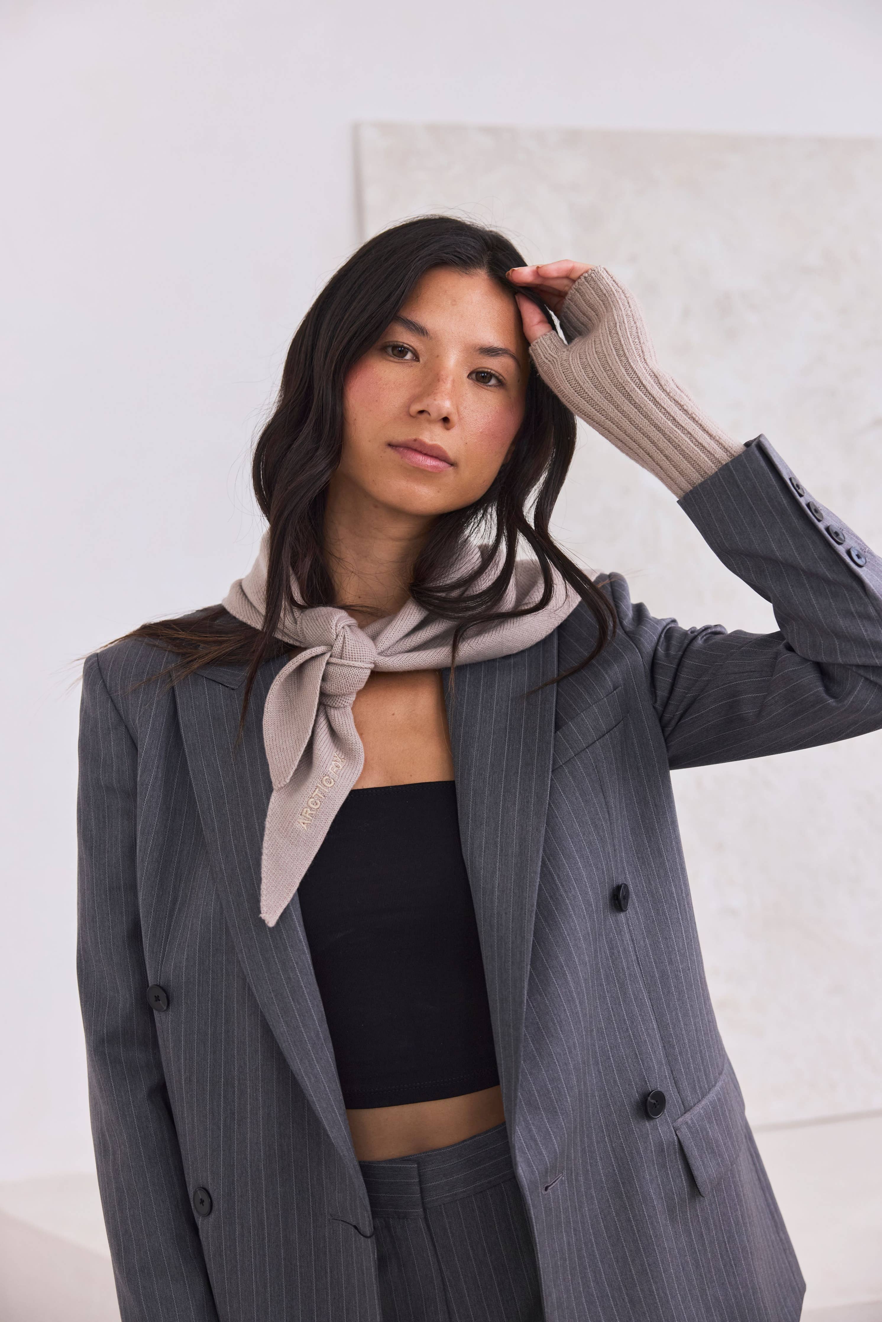 Merino Wool Triangle Scarf Soft Taupe