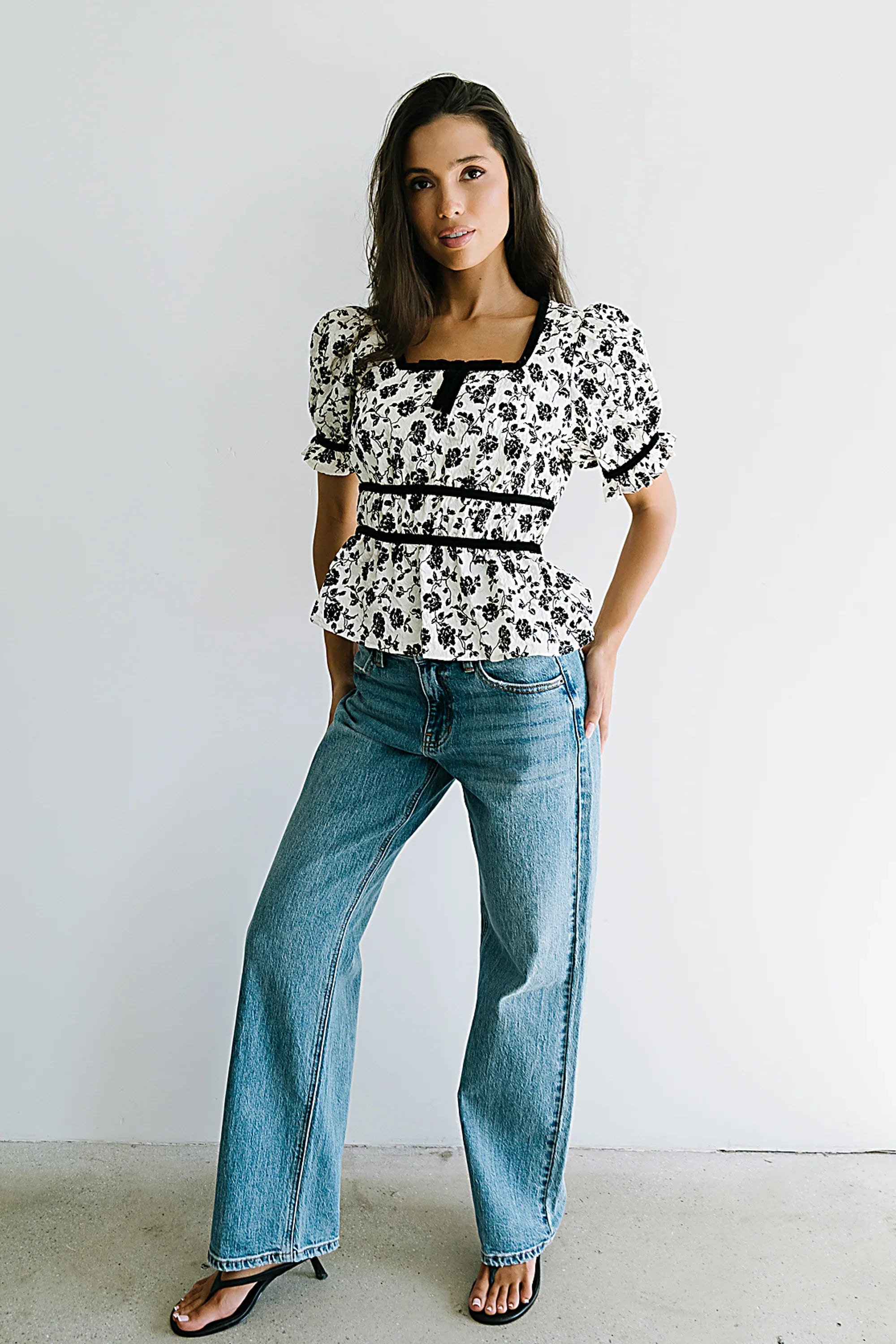 Tallie Floral Blouse in Cream FINAL SALE