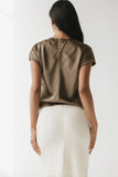 Marvin Satin Blouse in Taupe