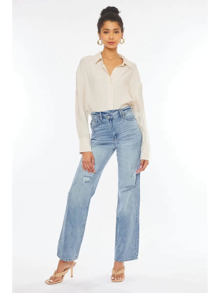 Candace Cross Front Straight Leg Jean