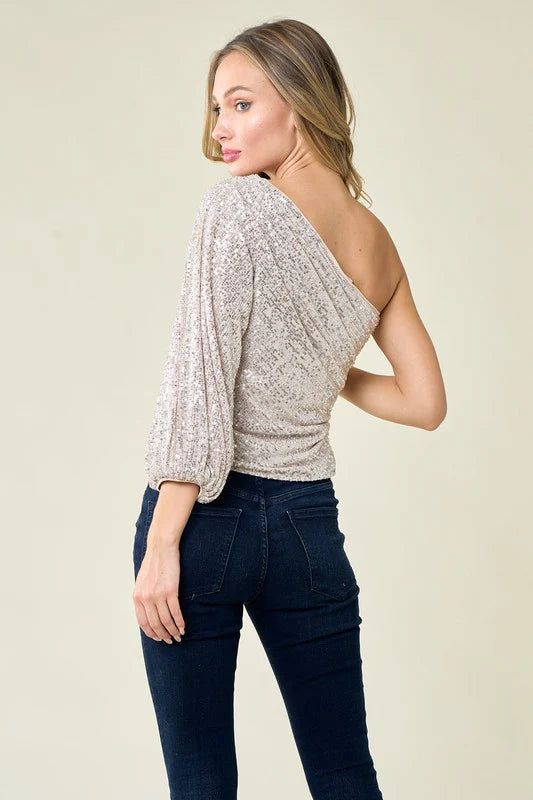 Pierson Sequin One Shoulder Top