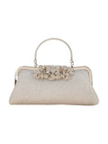 Womens Flower Rhinestones Top Handle Evening Clutch Bags