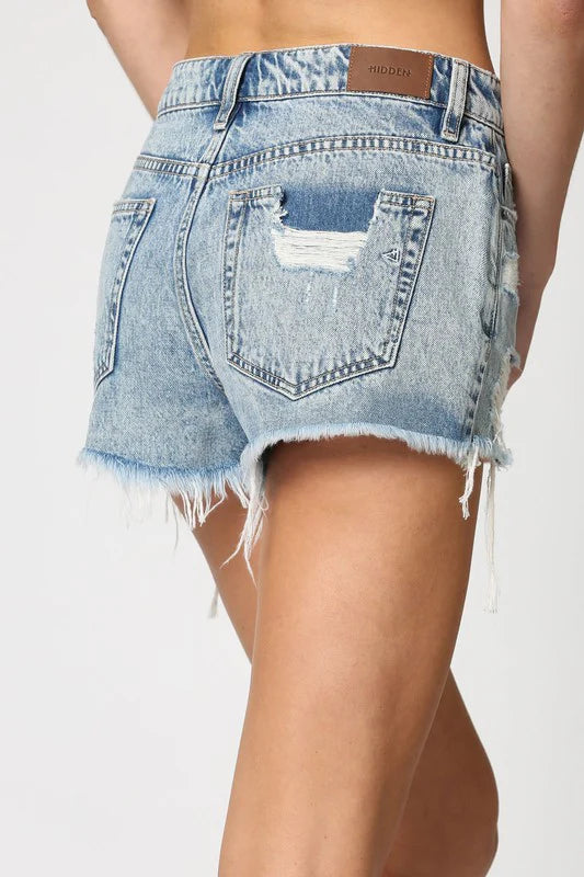 Miranda Vintage Wash Frayed Mom Shorts
