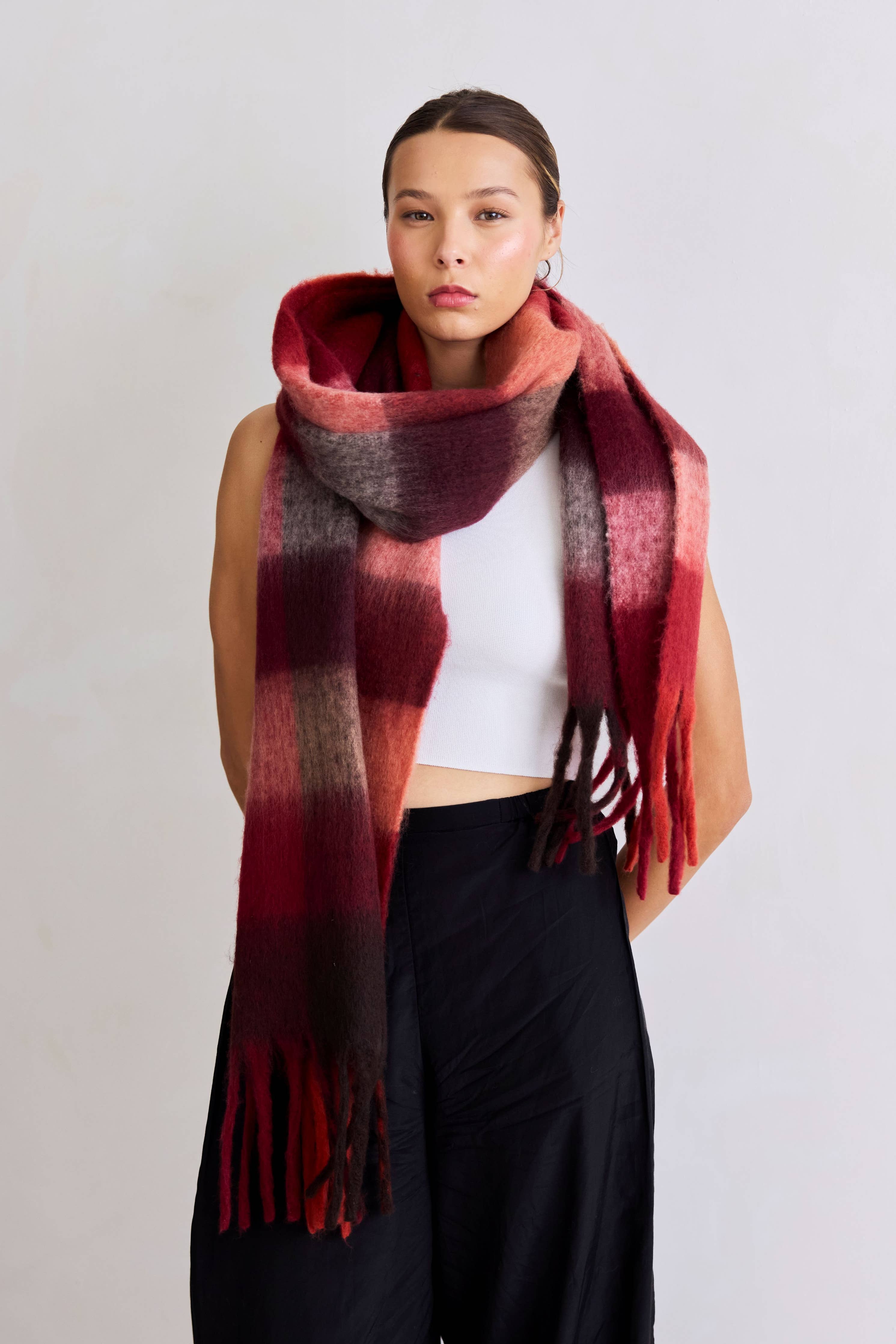 The Reykjavik Scarf Burgundy check