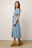 Malik Floral Midi Dress in Blue FINAL SALE