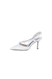 Royal Blue High Heels with Pearl and Crystal Embellishments Description