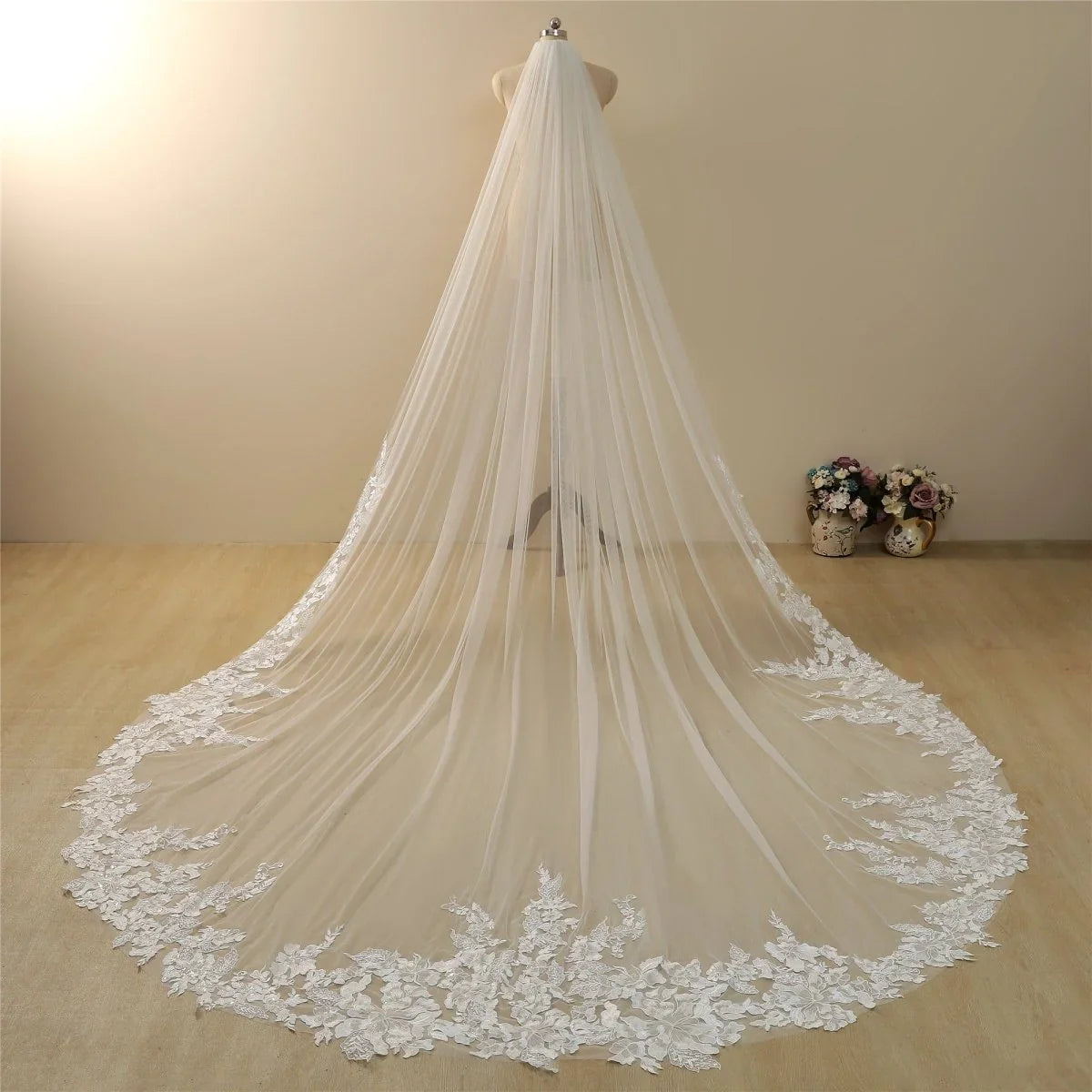 Vintage Lace Trim Transparent Wedding Veil Bridal Veil