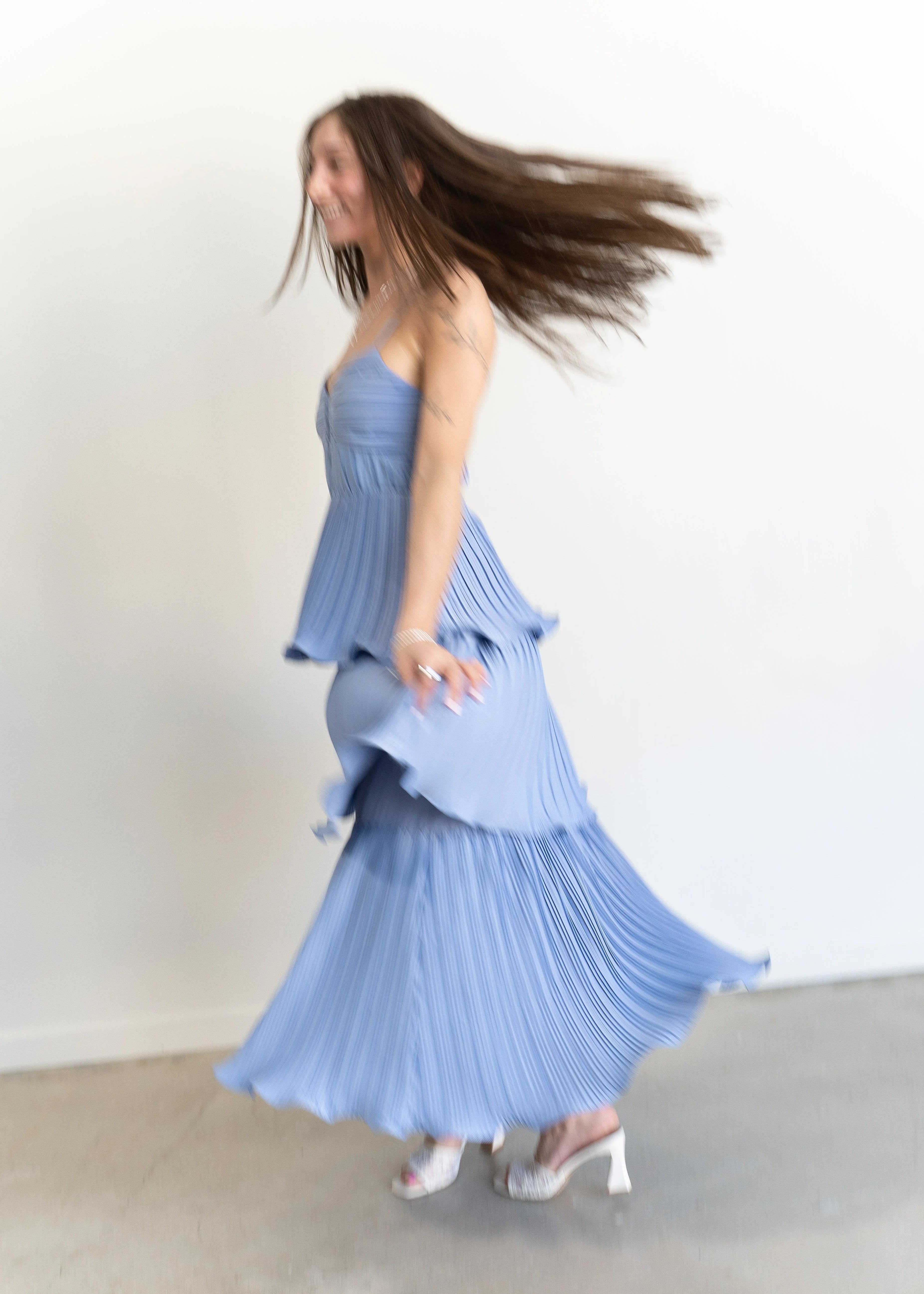 Lupin Tiered Dress Slate Blue