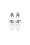 Pointed Toe Rhinestone Ankle Straps High Heels