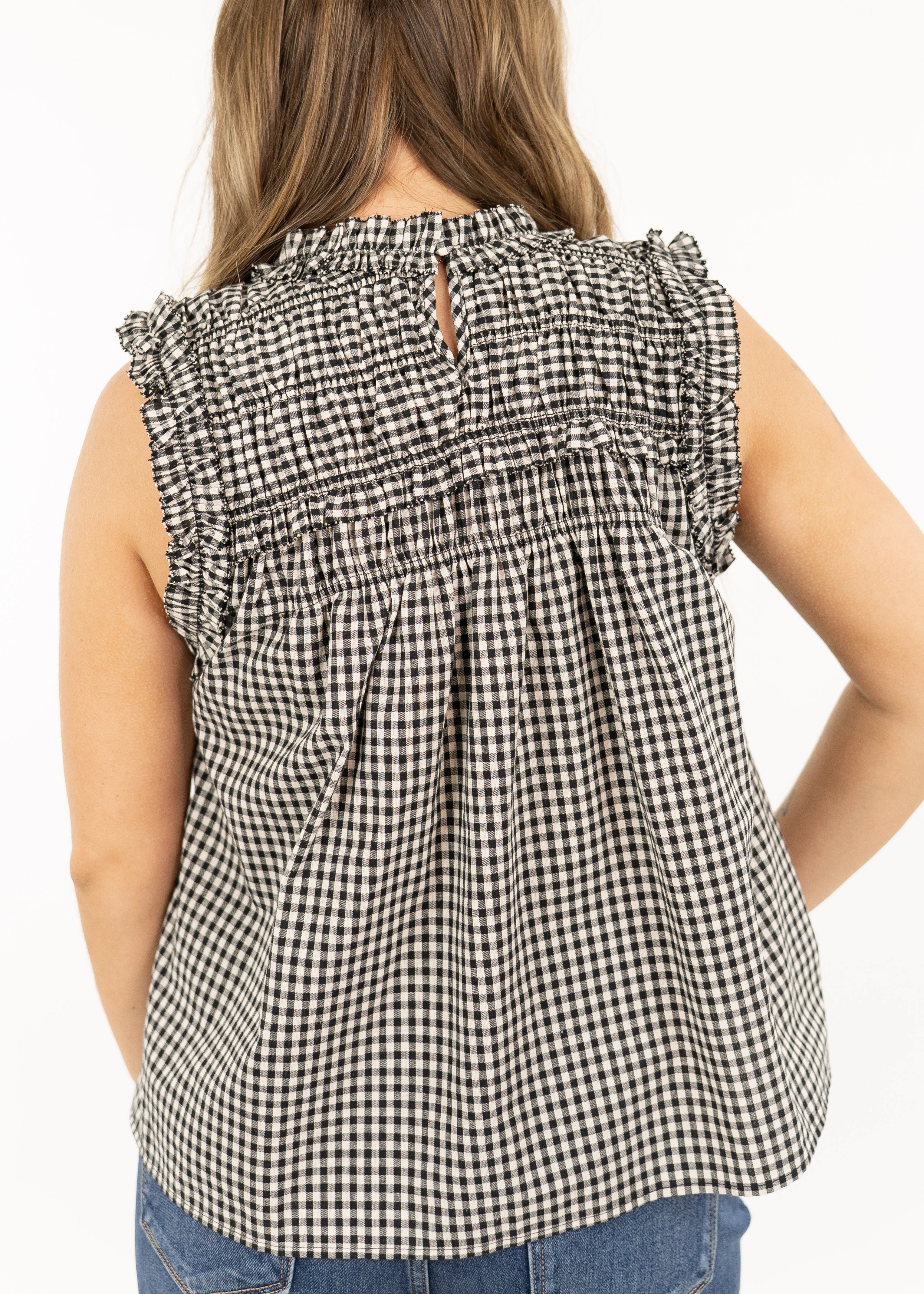 Maren Gingham Ruffle Top