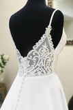 A line Spaghetti Straps Lace Appliques Simple Wedding Dress