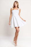 FIRST DATE FEELS WHITE TWILL MINI DRESS
