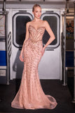 Bellamy Gown Cascading Crystal Strapless Dress