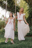 Simon Tiered Maxi Skirt in Red