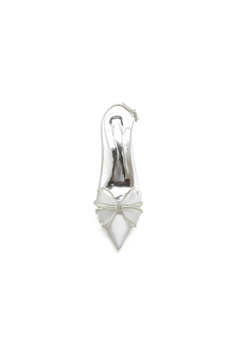 Pointed Toe Chunky Heels with Bow