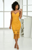 Khaleesi Dress Mustard Lace Dress With Fringe