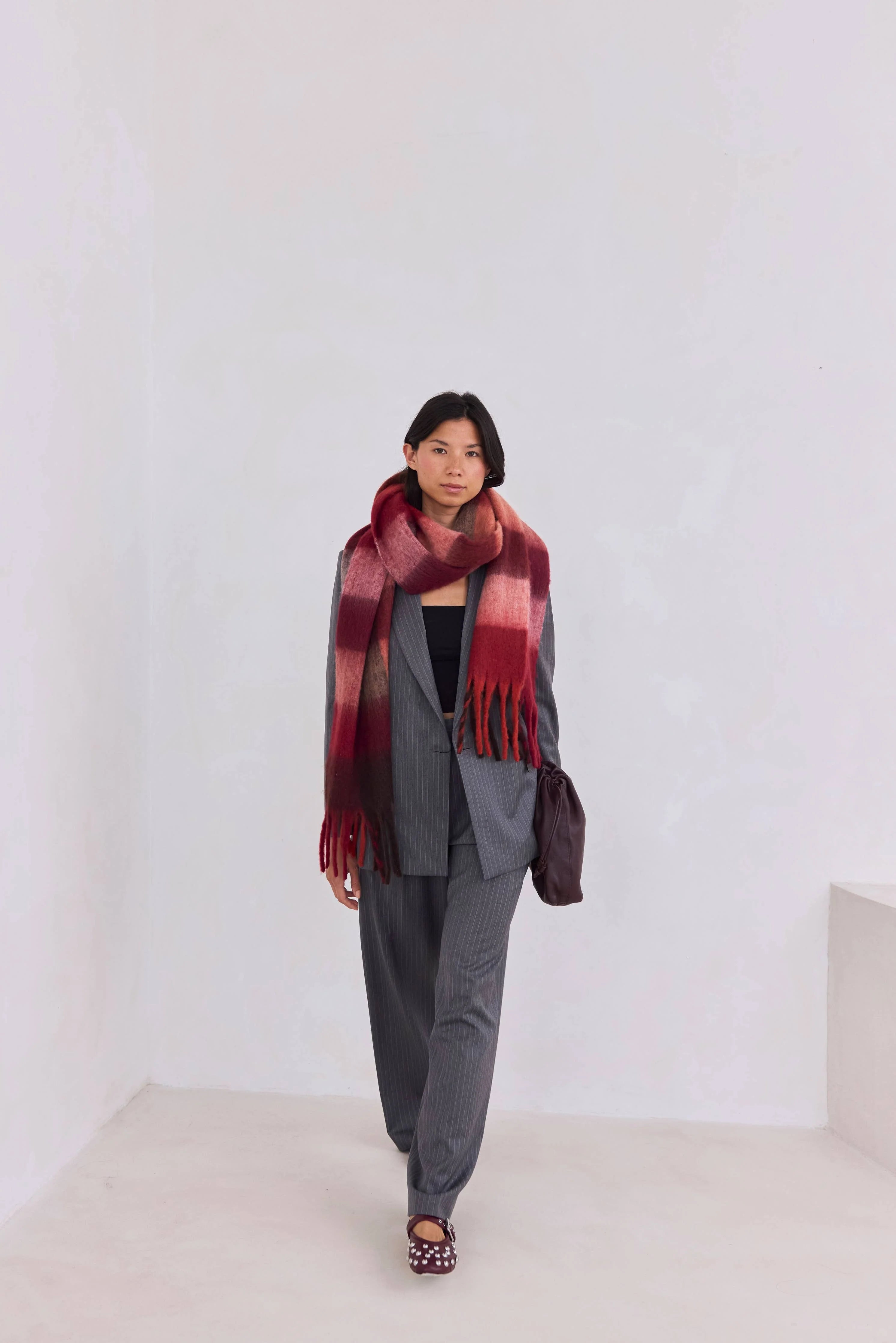 The Reykjavik Scarf Burgundy check