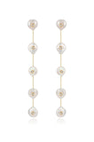 Falling Pearl and Crystal Dotted Drop Earrings