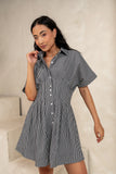 Erica Button Front Mini Dress in Grey FINAL SALE