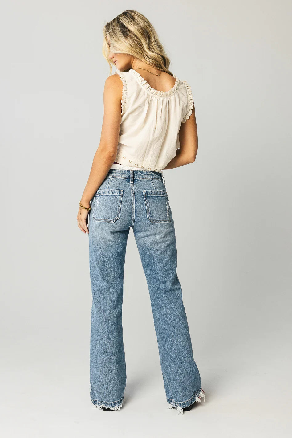 Dorian Embroidered Blouse in Ivory FINAL SALE