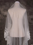 Vintage One Tier Lace Edge With Tulle Wedding Veil
