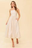 REGAL CUTIE BUBBLE HEM MIDI DRESS CREAM