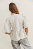 Corey Peplum Top in Tan