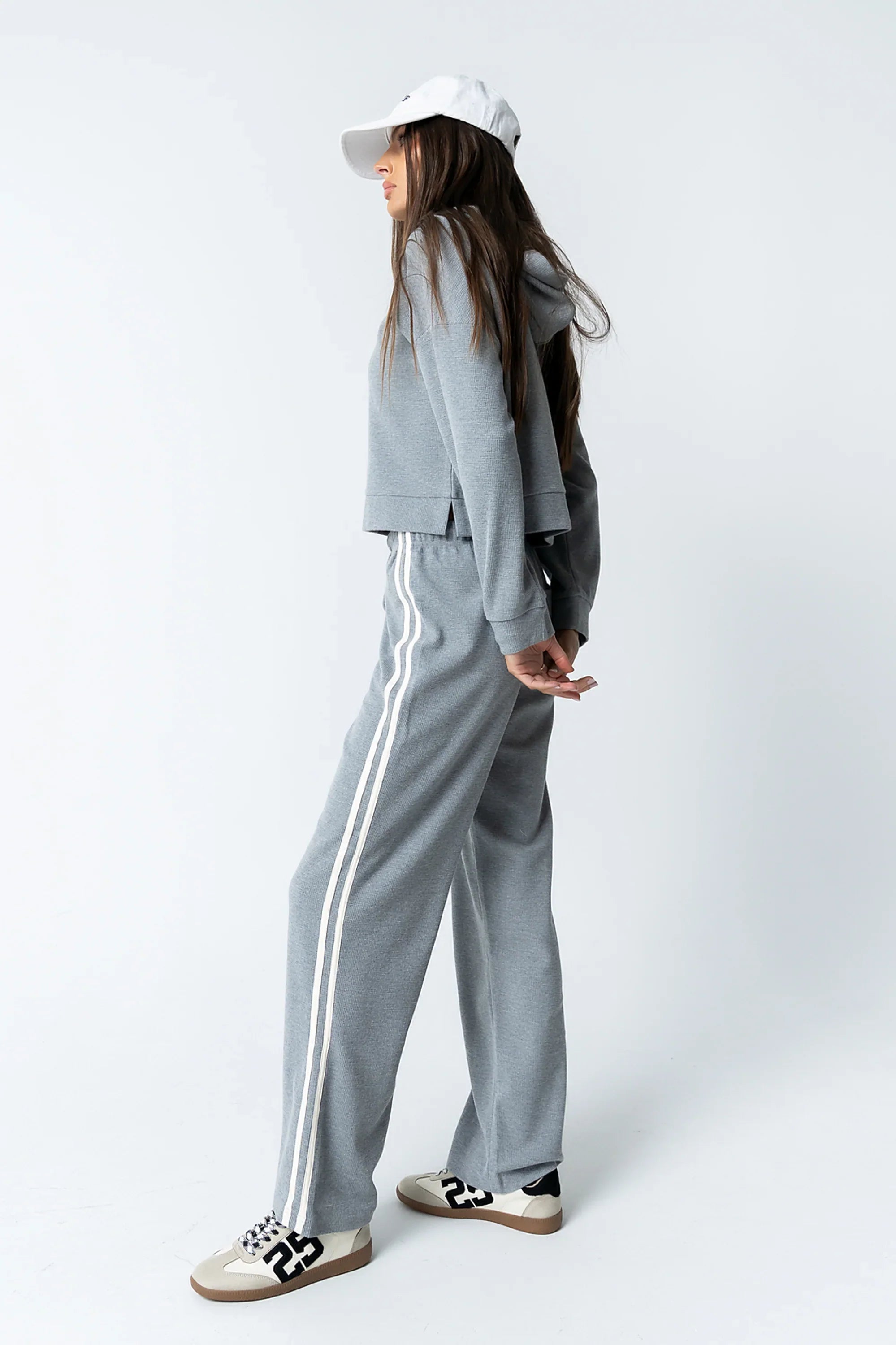 Kourtney Waffle Knit Pants in Grey