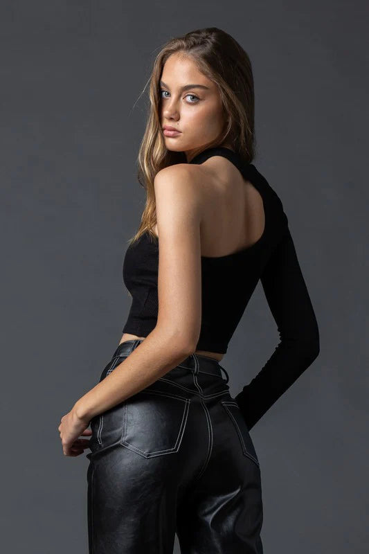 Abigail One Shoulder Top in Black