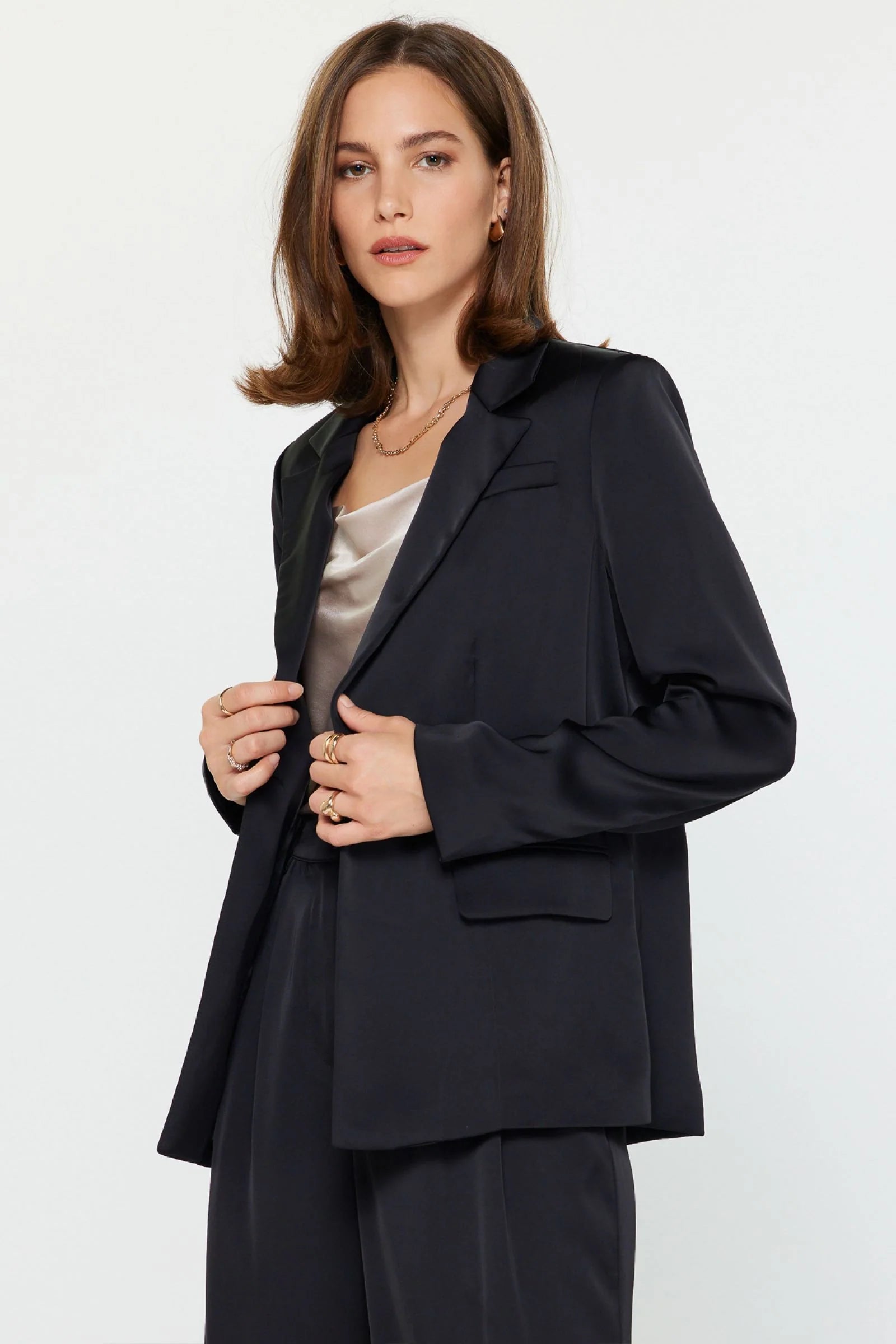 Nora Tie Satin Blazer