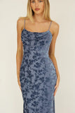 MEREDITH MAXI SLATE BLUE FLORAL BURNOUT DRESS