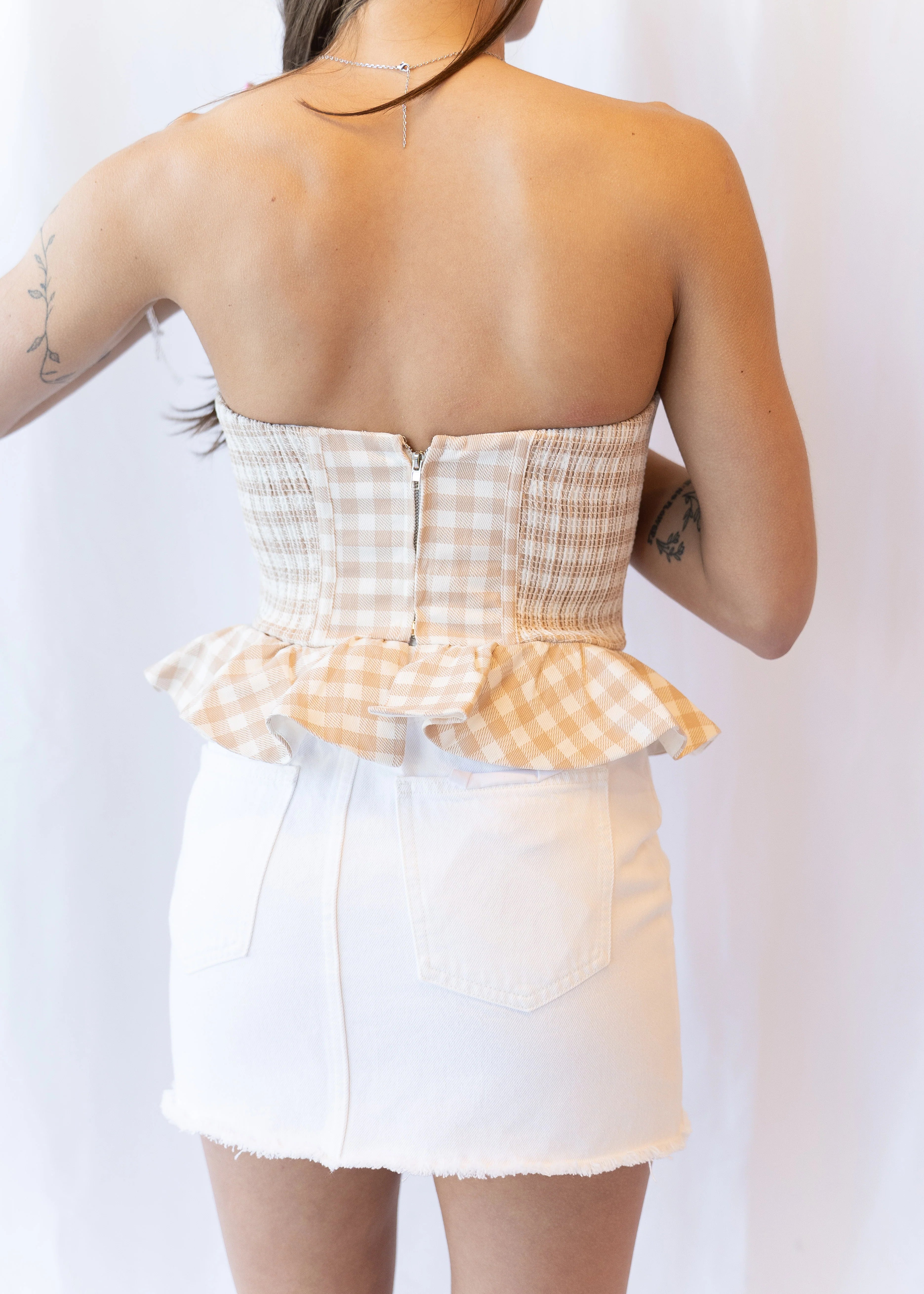 Noelle Peplum Strapless Top