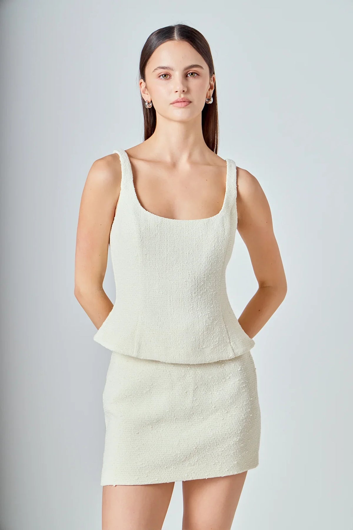 Tweed Skinny Strap Tank Top
