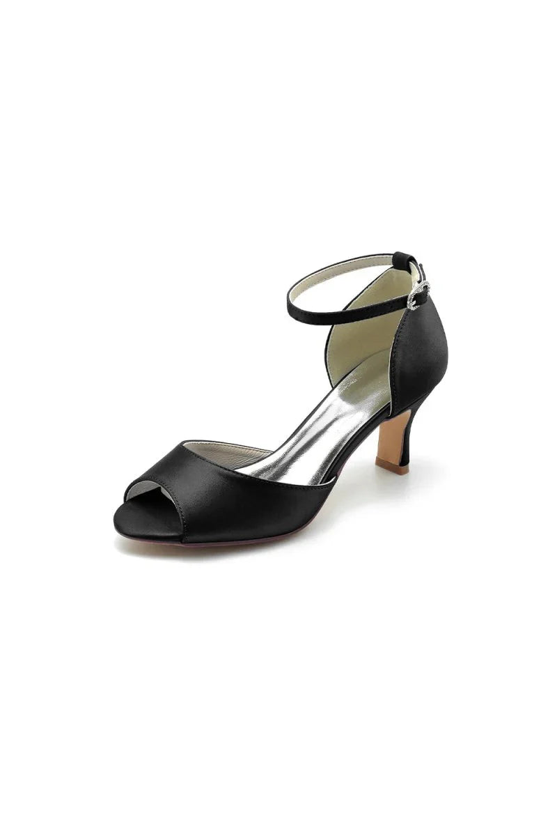 Peep Toe One strap Buckle Chunky Heel Pumps