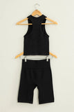 Rosie Ribbed Biker Short in Black