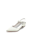 Satin Pointed Toe Buckle Kitten Heels