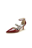 Ankle Strap Pointed Toe Wedding Shoes with Rhinestone