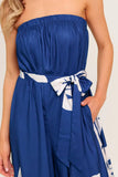 NOLANI STRAPLESS JUMPSUIT NAVY WHITE