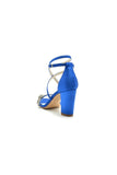 Ankle Strap Block Heels with Silver Chain