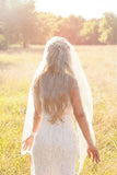 Vintage Tulle With Pearls Short Wedding Veil