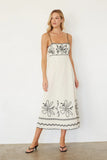 Kinsley Embroidered Linen Midi Dress