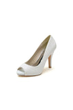 Peep Toe Glitter Crystal Wedding Stiletto Heels