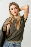 Maddie Ringer Sweater Top in Olive