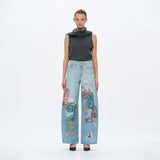 Patchwork Barrel Leg Jean