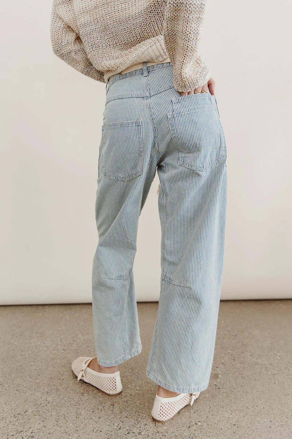 Jocelyn Barrel Jeans in Denim Stripe FINAL SALE