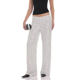 Lucy in the Sky Straight Sequin Pants in Silver